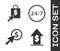 Set Financial growth and coin, Shoping bag and dollar, Cursor and coin and Clock 24 hours icon. Vector