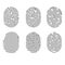 Set of fingerprint types with twisted lines signs isolated vector