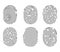 Set of fingerprint types with twisted lines signs isolated vector