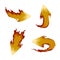 Set of fire arrows. Icons