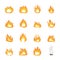 Set of fire, blaze, flame and campfire icons.