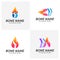 Set of Fire Bone logo design template. Concept Vector of human body health. Emblem symbol Icon