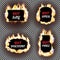 Set of fire flame labels vector design. Can be used for price and sale, deal and offer, special tag or badge, hot offer