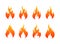 Set of Fire flames icons. Fire silhouette. Vector illustration