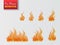 Set of fire flames on transparent background. Vector illustration