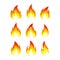Set of fire flames vector illustration. good for fire, angry or danger signs. simple gradation color style