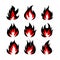 Set of fire symbols, vector illustration.