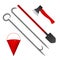 Set of fire tools red.