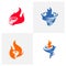 Set of Fire Tornado logo vector template, Creative Twister logo design concepts, icon symbol, Illustration