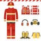 Set of firefighter clothes
