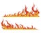 Set of fires. Collection of fire walls. Illustration of a burning strip. Flame drawing. Flaming wall. Vector