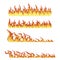 Set of fires. Collection of fire walls. Illustration of a burning strip. Flame drawing. Flaming wall. Vector