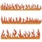 Set of fires. Collection of fire walls. Illustration of a burning strip. Flame drawing. Flaming wall. Vector