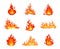 Set of fires on white background. Variety vector fires in flat style