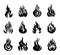 Set of fires on white background. Variety vector fires in flat style