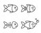 Set of fish icons. dead and live fish