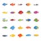 Set of Fishes Flat Vector Icons