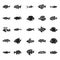 Set of Fishes Glyph Vector Icons