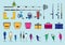 Set of fishing element. lure, fish net and more cartoon icon design template with various models. vector illustration isolated on