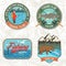 Set of fishing patch. Vector. Concept for shirt or logo, print, stamp, tee, patch. Vintage typography design with fisher