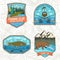 Set of fishing patch. Vector. Concept for shirt or logo, print, stamp, tee, patch. Vintage typography design with fisher