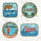 Set of fishing patch. Vector. Concept for shirt or logo, print, stamp, tee, patch. Vintage typography design with fisher