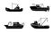 Set of fishing ships. Sea trawler vessel. Fishing boats side view