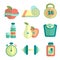 Set of fitness flat icons