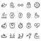 Set Fitness Related Vector Lines Icons.