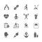 Set of Fitness Vector Icons. Includes running, yoga, dumbbell, bottle and more