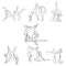 Set of fitness woman doing yoga with friend vector illustration sketch doodle hand drawn with black lines isolated on white