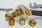Set of fittings and adjustable spanner used for water and gas installations