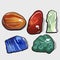 Set of five cartoon vector stones and minerals