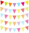 Set Of Five Colorful Pennant With Stripes