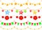 Set of five different christmas garlands. Festive decoration with stars and flags
