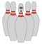 A set of five grey-colored bowling pins vector or color illustration