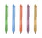 Set of five multi-colored pens