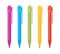 Set of five multi-colored pens