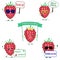 A set of five ripe raspberries berry Smiley in cartoon style. With different plates and glasses. Logo, template, design. Flat,