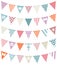 Set Of Five Seamless Garlands With Different Pattern Retro Colors