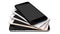 Set of five smartphones gold, rose, silver, black and black polished