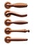 Set of five types of bronze door handles