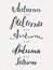 Set of five words Autumn. Lettering. Calligraphy. Handwritten text. Fall