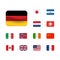 Set of flag icon. United States Italy China France Canada Japan, Ireland Kingdom Nicaragua Norway Switzerland