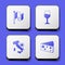 Set Flag Italy, Wine glass, Map of and Cheese icon. White square button. Vector