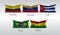 Set Flags of The Americas. Waving flag of Colombia, Venezuela, Cuba, Brazil, Bolivia. Vector illustration