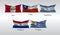Set Flags of The Americas. Waving flag of Peru, Chile,Argentina, Paraguay, Uruguay . Vector illustration