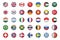 Set of flags buttons of various countries, 3d shaped and glossy