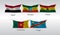 Set Flags of Countries in Africa. Waving flag of Egypt, Ethiopia, Ghana, Cameroon, Congo. Vector illustration