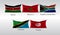 Set Flags of Countries in Africa. Waving flag of Kenia, Morocco, Republic of South Africa, Tanzania, Tunisia. Vector illustration